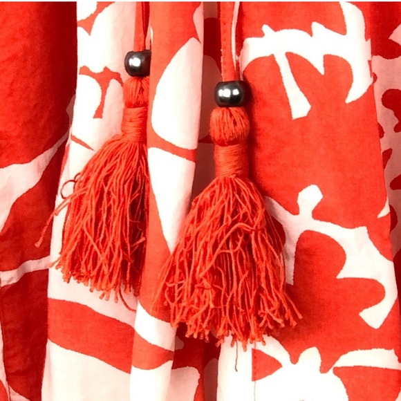 Anthropologie Maeve Indiga Mini Swing Dress in Tangerine and White Bird Print - Picture 7 of 7